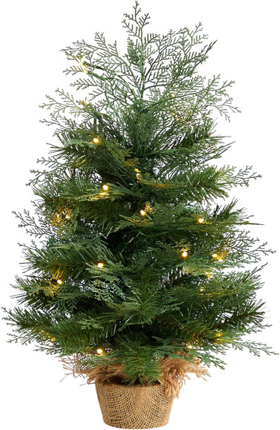 Nearly Natural 2ft. Artificial Christmas Tree in Burlap Base with 35 Warm White LED Lights